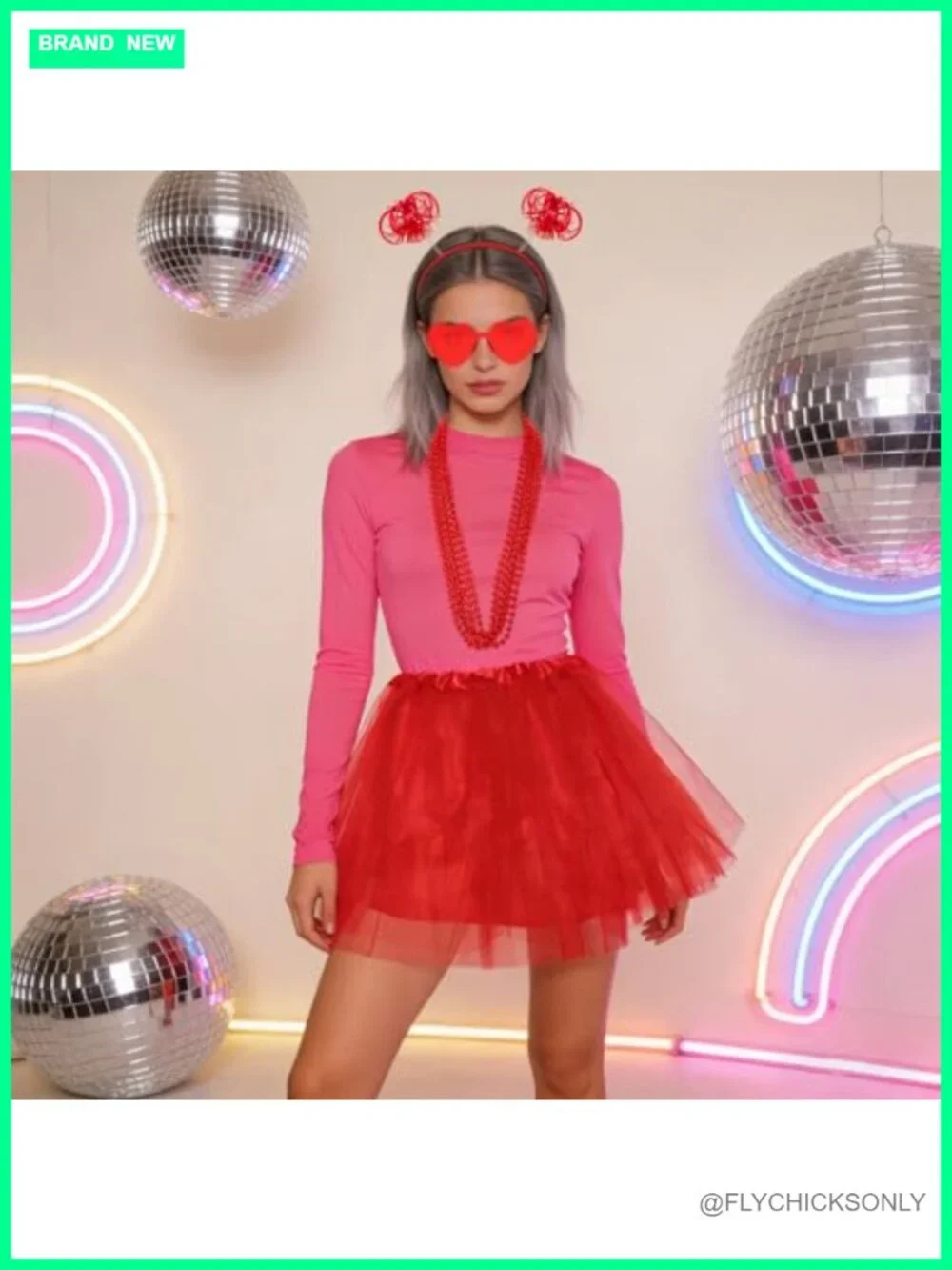 Women's Tutu Costume Accessory Set with Headband, Tulle Skirt, Sunglasses &